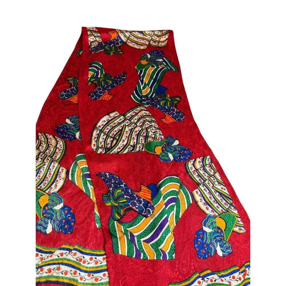 Vintage Liz Claiborne Vibrant Colorful Silk Rectangular Neck Scarf *Spots
